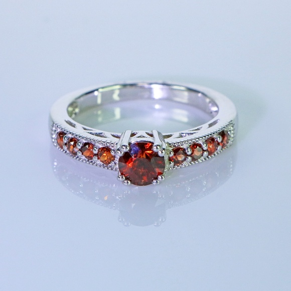 Red Zircon Gemstone Ring set in Sterling Silver - Picture 2 of 8